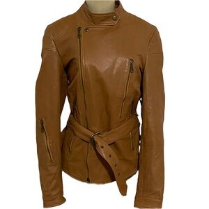 Kenna-T leather zipper moto jacket brown Fall Winter  M